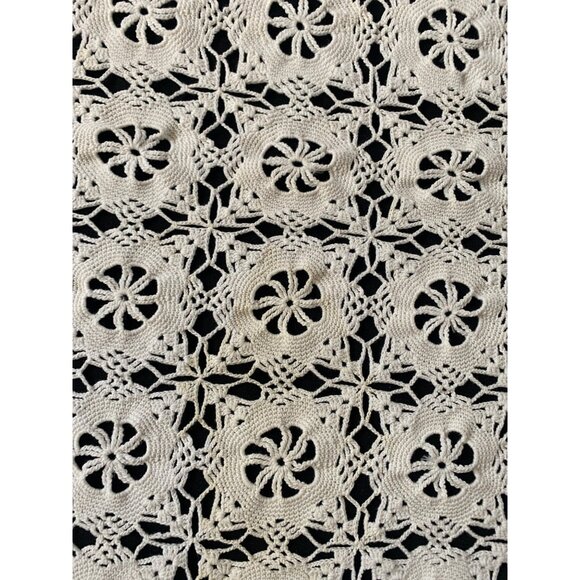 Vintage Handmade Crochet Lace Tablecloth 59x62 - Picture 5 of 11